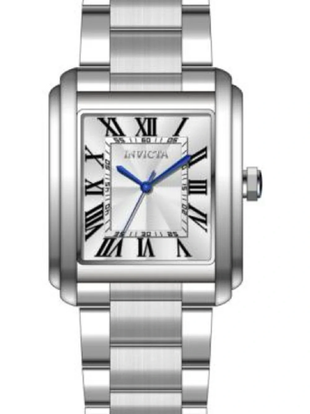 Invicta Silver Watch with Blue Hands and Roman Numerals